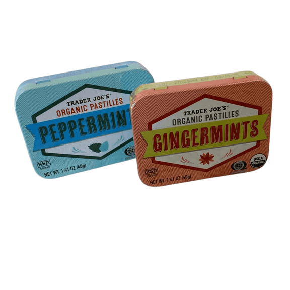 Trader Joe's Organic Peppermints and Gingermint, 1.41 oz Tin (Pack of 2)