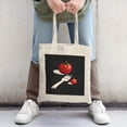 thumbnail image 2 of Stylish Canvas Tote Bag with Minimalist Red Tomato & White Fork Design on Black Background - Perfect for Shopping Travel & Parties, 2 of 4