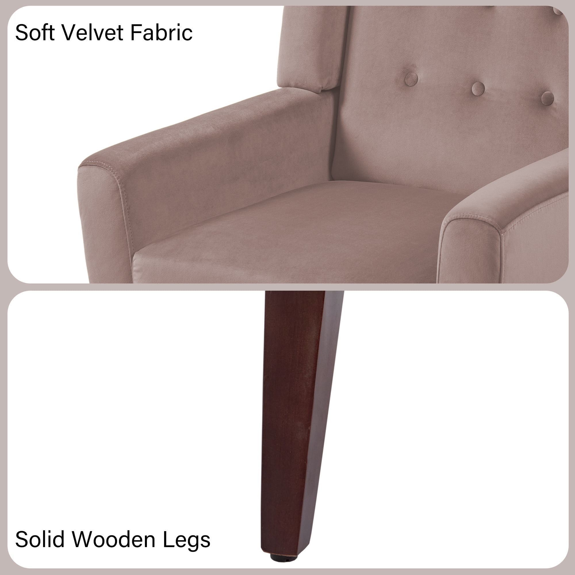 DREAMSIDEA Modern Button Tufted Accent Chair Set of 2 Upholstered Armchair Indoor,Velvet Living Room Chair for Bedroom, Pink