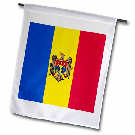 3dRose Flag of Moldova - Moldovan blue yellow red stripes - Moldavian eagle coat of arms Aurochs shield - Garden Flag  12 by 18-inch