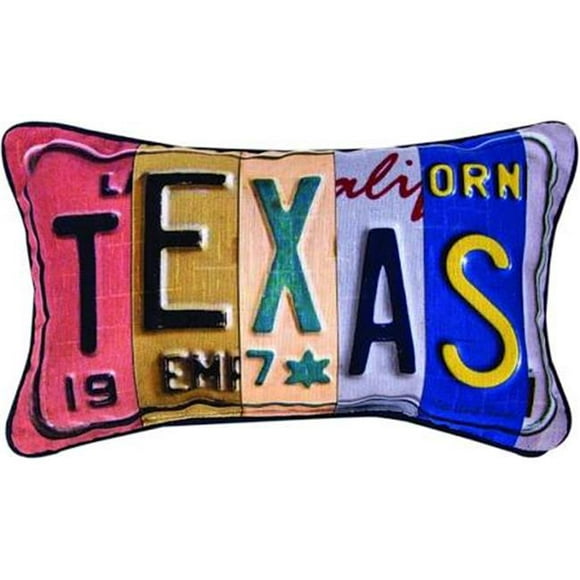 Manual Woodworkers & Weavers Vanity Plates Throw Pillow Texas 14.5 x 9