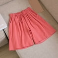 thumbnail image 3 of Women Shorts Summer Fashion Casual Shorts Solid Color Cotton Linen Breathable Loose Medium Pants Women Pants Orange M, 3 of 3