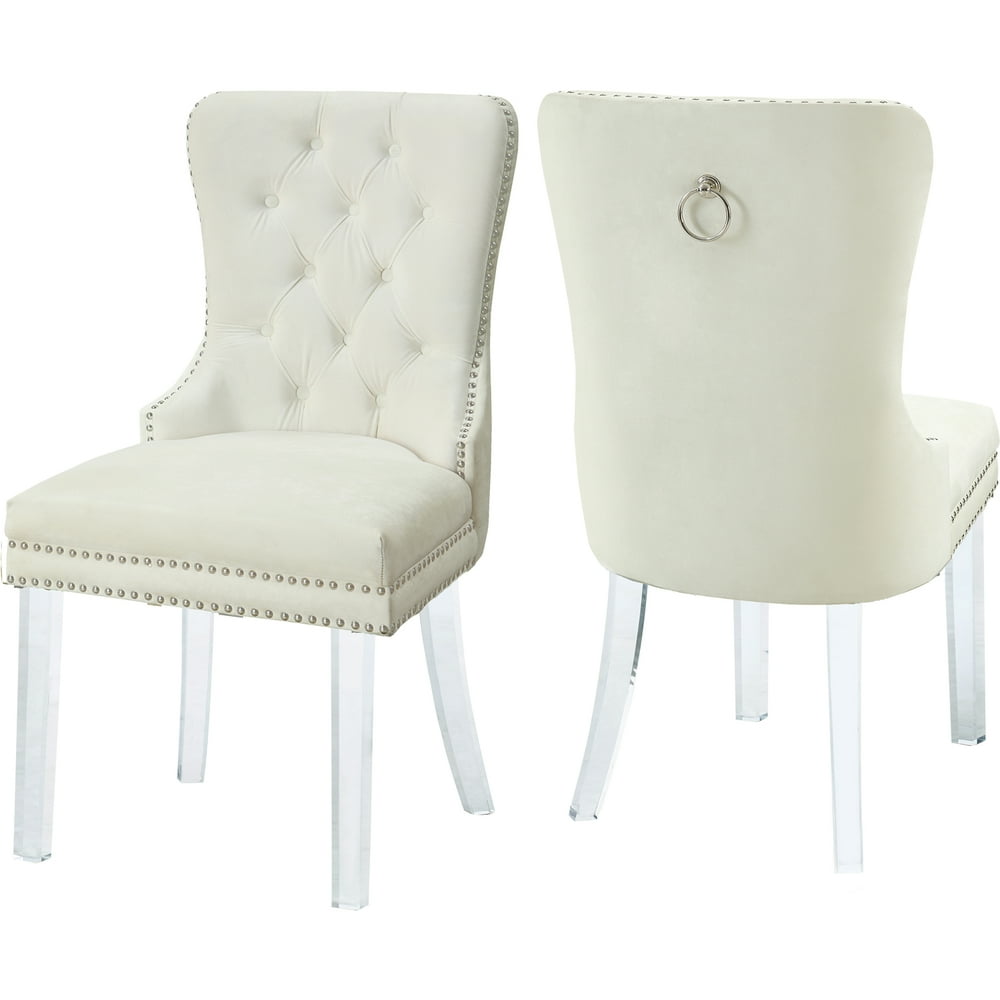 Miley Cream Velvet Dining Chair, Set of 2ColorCream Velvet,StyleContemporary