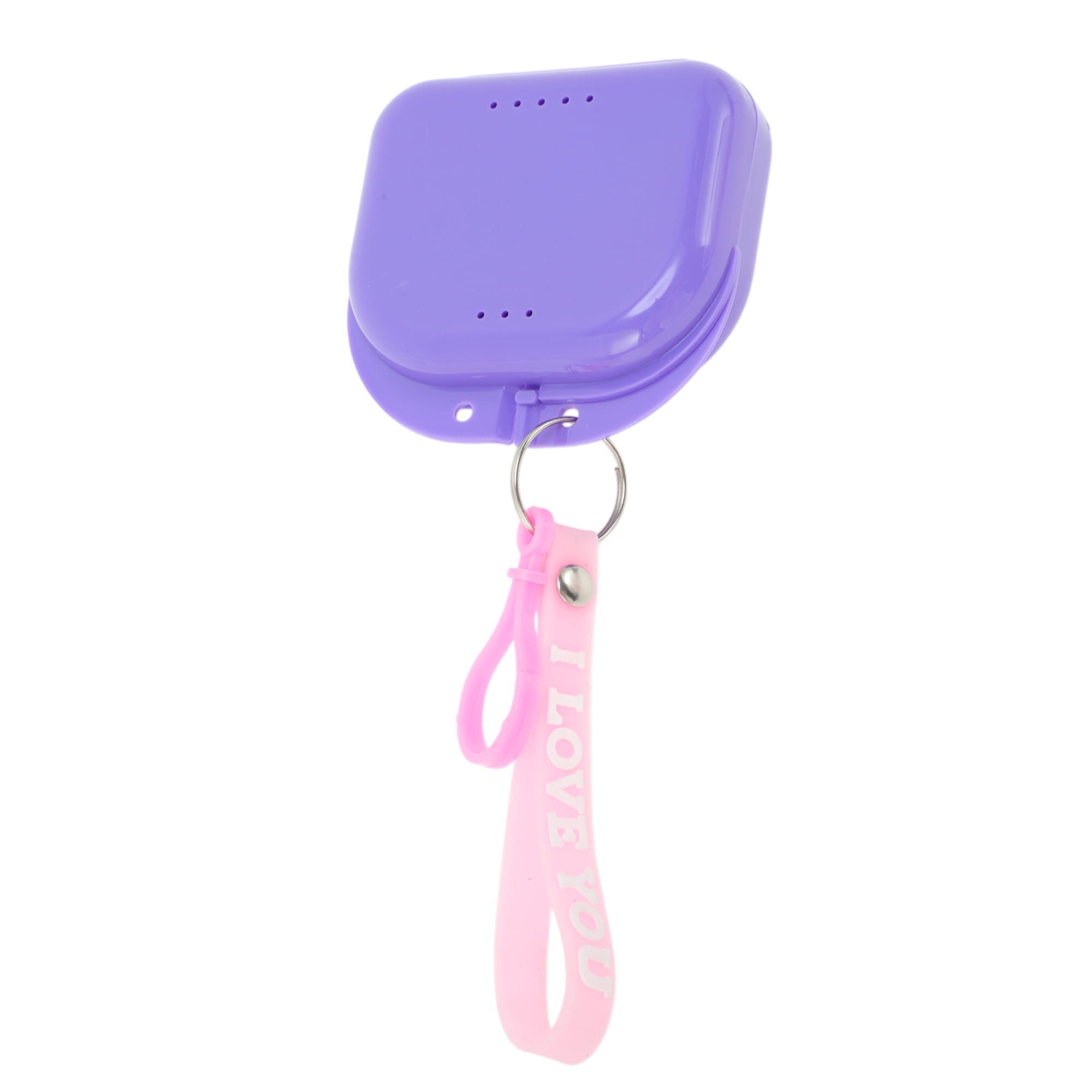 Unique Bargains Compact Braces Box with Lanyard 1 Pc Purple, Pink