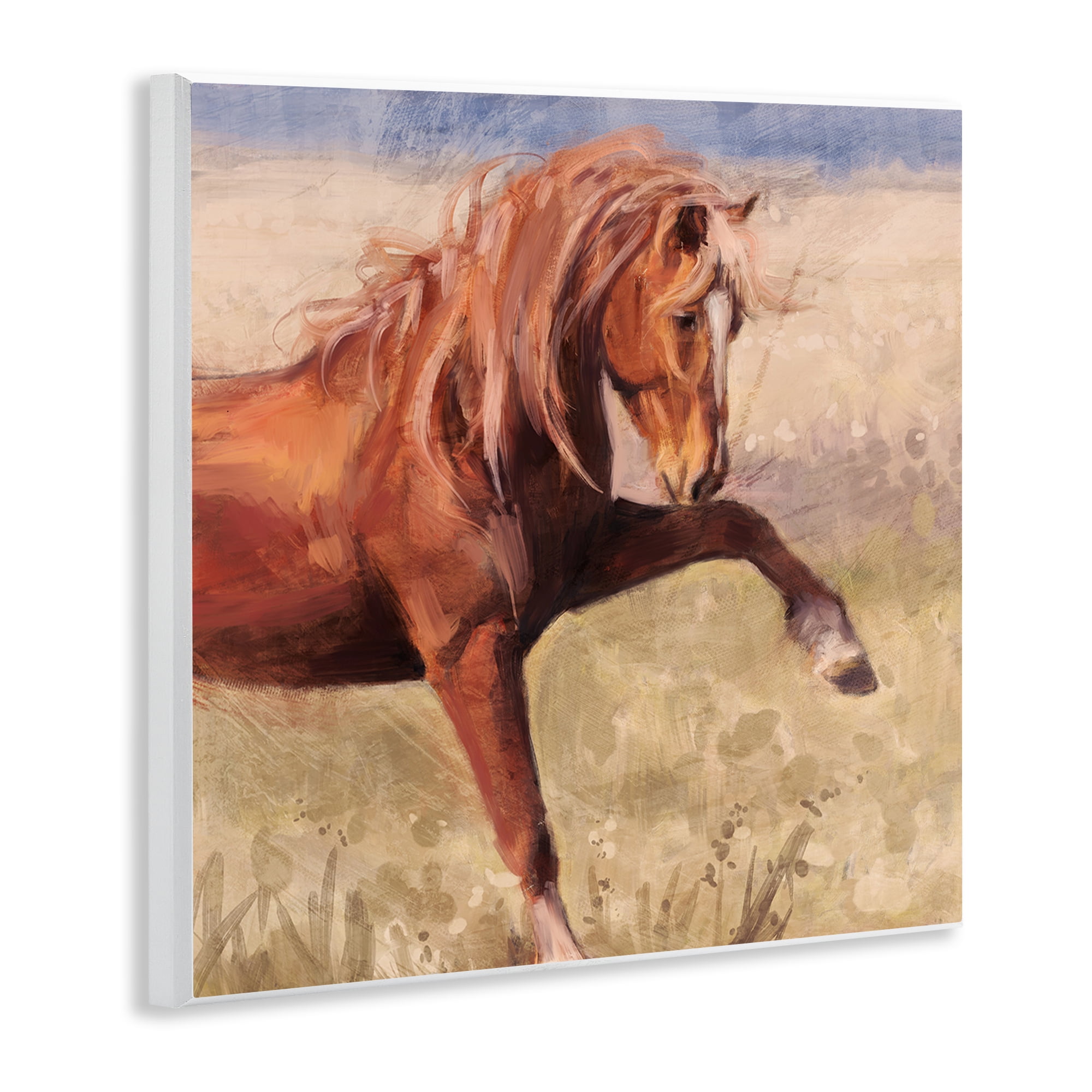 Stupell Industries The Red Stallion Portrait Animals & Insects Painting Unframed Art Print Wall Art, 12 x 12