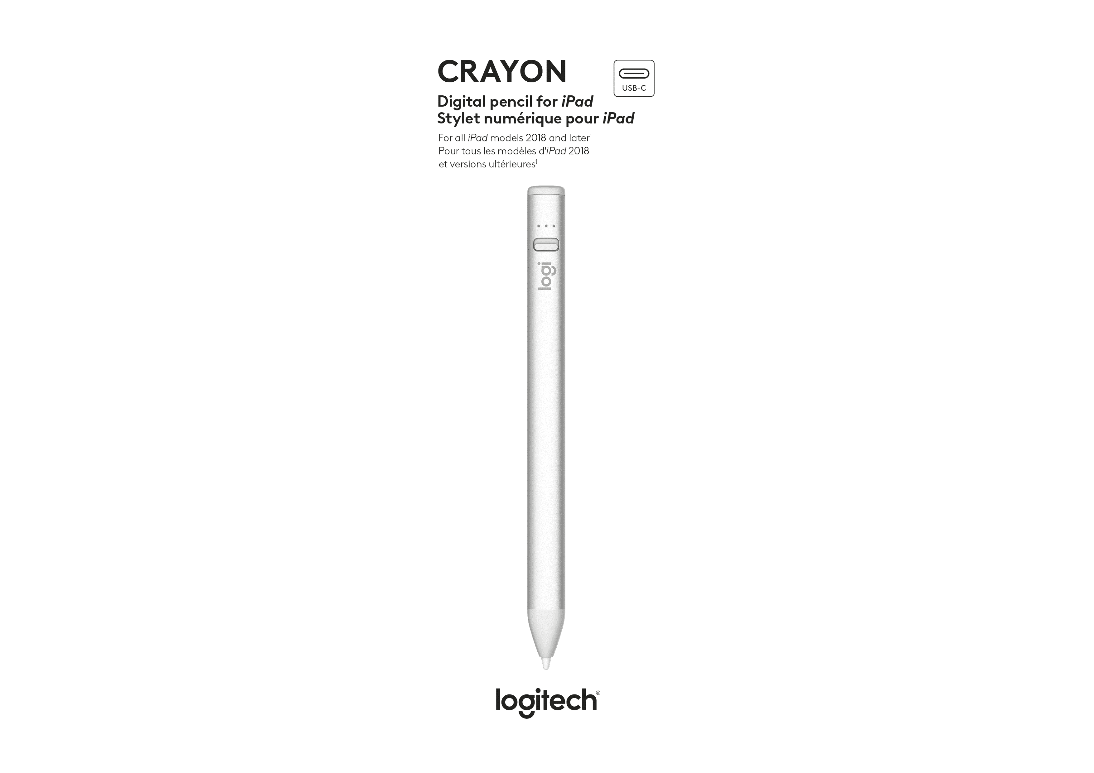 Logitech Crayon Digital Pencil for iPads with USB-C, Apple Tech