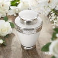 thumbnail image 7 of Reminded Cremation Memorial Urn for Human Ashes, Silver and White Adult Brass Funeral Urn with Velvet Bag, 7 of 7