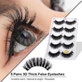 thumbnail image 2 of 5 Paires de Faux Cils 3D Faux Cils Bande Invisible Naturelle Longue Épaisse Croisée Cils Noirs Bande Complète Réutilisable, 2 of 6