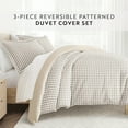 thumbnail image 3 of Noble Linens Gingham Check Natural 3-Piece Patterned Duvet Cover Set, King, 3 of 7