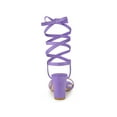 thumbnail image 2 of BLISSFUL STEP Women's Open Toe Lace up Block High Heels Sandals Purple 5.5, 2 of 7