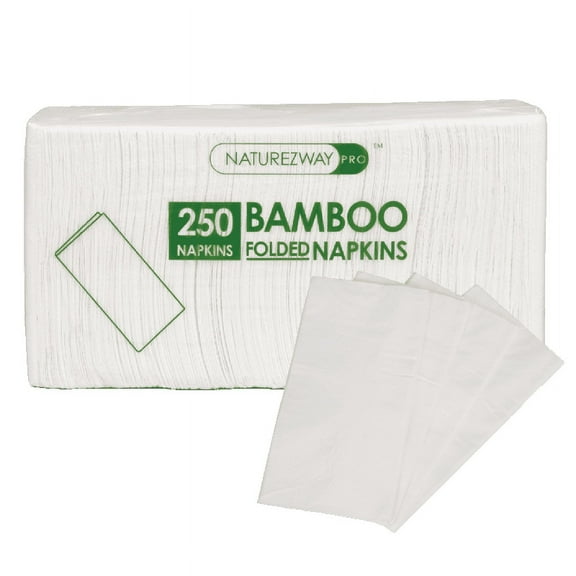 Bamboo Folded Napkins (250 Pack) - 2-Ply, Restaurant Grade, Lint-Free, Compostable & Eco-Friendly