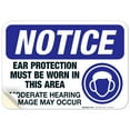 thumbnail image 1 of Ear Protection Must Be Worn In This Area Sign, OSHA Sign, 10x7 Vinyl Sticker, 1 of 1