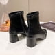 thumbnail image 5 of Teissuly Pointed Short Boots Women New Chain Fashion Soft Leather Frosted Thin Fashion Leather Women Boots Zipper Models Splicing Thick Heel Short Boots Teissuly WER202312146737, 5 of 8