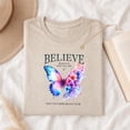 thumbnail image 3 of Jollimate Believe In Who You Are Butterfly T-Shirt, Watercolor Floral Inspirational Graphic Tee, Motivation Hope Gift for Women, 3 of 6