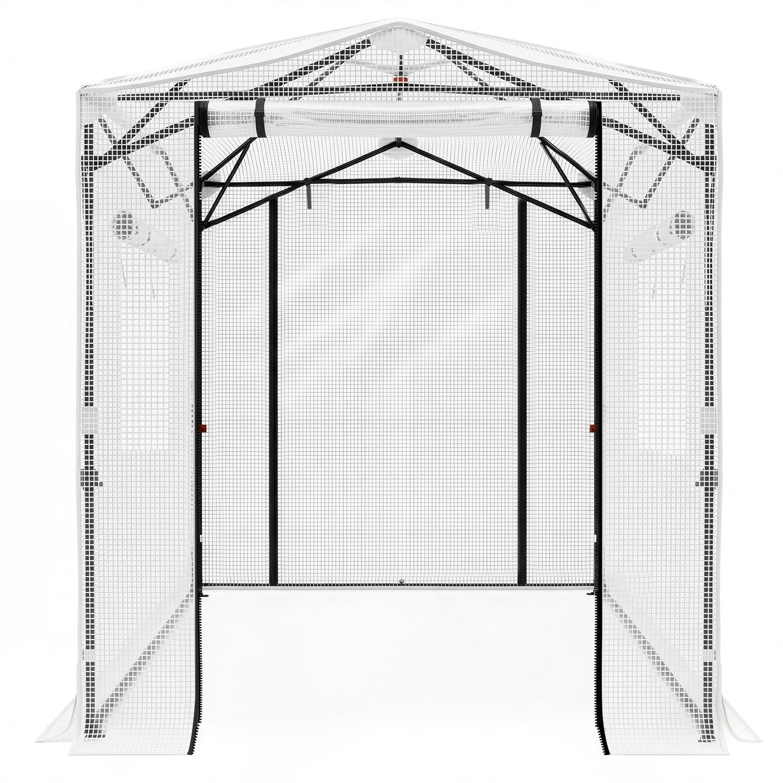 Foldable Greenhouse Shed, 8*6ft Plastic Sprayed Iron Pipe PE Mesh, White