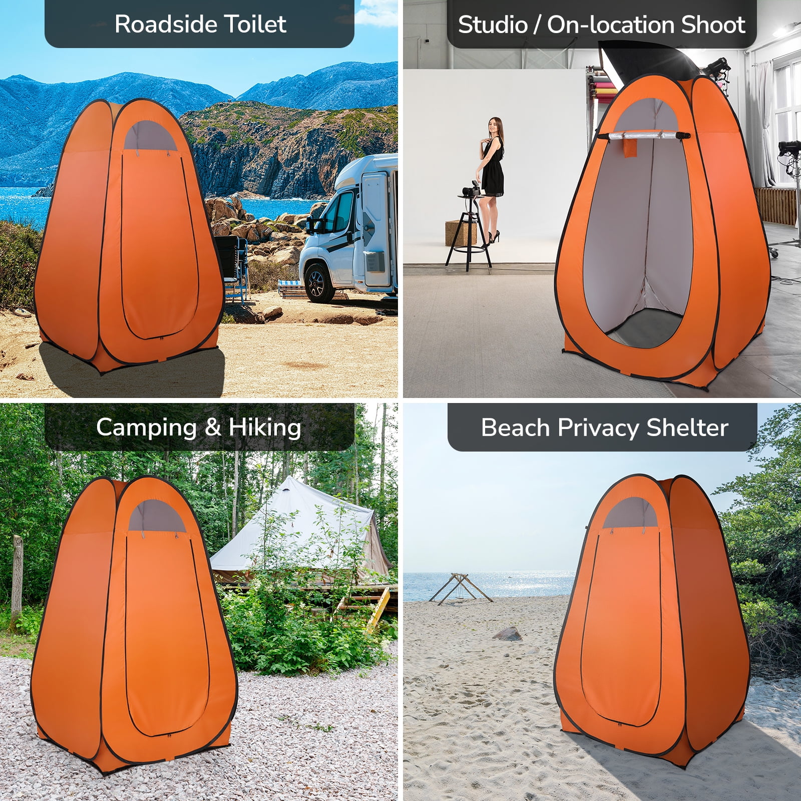 UBesGoo Automatic Pop Up Shower Tent Waterproof Oxford Fabric Orange