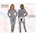 thumbnail image 3 of Silver Lilly Oh Deer Buffalo Flannel One Piece Pajamas - Women's Union Suit Pajamas with Drop Seat (White/Black Plaid, X-Small), 3 of 6