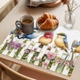 thumbnail image 3 of Spring Bird Placemats Set of 12, Vintage Flower Fence Watercolor Non-Slip Place Mats Washable Table Mats for Kitchen Dining Table Decorations Indoor/Outdoor, 3 of 9