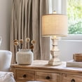 thumbnail image 3 of Oneach Retro White Table Lamp for Living Room Bedroom 20.5" Farmhouse Nightstands Bedside Lamp Resin Vintage Rustic for office, 3 of 7