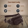 thumbnail image 4 of Riñonera multifunción de piel auténtica, bolsa de viaje para hombres y mujeres, múltiples bolsillos y cremalleras resistentes, ideal para senderismo, correr y andar en bicicleta, 4 of 5