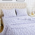 thumbnail image 6 of Floral Twin Sheet Set - 3 Piece Purple Lavender Botanical Patterned Bed Sheets - Soft, Breathable Microfiber Sheets with Deep Pocket, Non-Slip Fitted Sheets & Pillowcases, 6 of 7