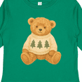 thumbnail image 4 of Inktastic Vintage Teddy Bear in Sweater with Christmas Trees Boys or Girls Long Sleeve Toddler T-Shirt, 4 of 5