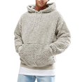 thumbnail image 1 of Men's Solid Fleece Long Sleeve Front Pocket Sweatshirt Casual Hooded Pullover Tops, 1 of 3