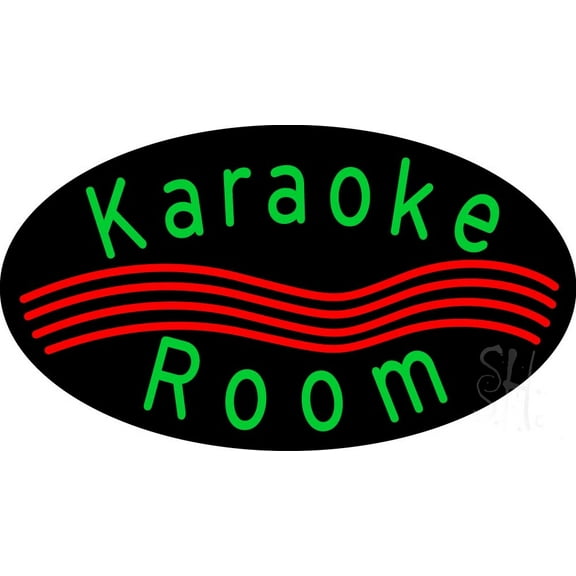 Green Karaoke Rooms LED Neon Sign 13 x 24 - inches Black Square Cut Acrylic Backing, with Dimmer - Premium built indoor Sign for Studio, Club, Home décor, Event, Workshop, Storefront.