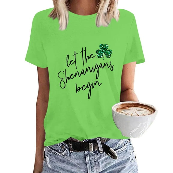 Green Women's Short Sleeve T-shirt, Sweatshirt Womens Cute Trendy Shirt Casual Short Sleeve Pullover Tops,Women's Short sleeve T-shirt XL