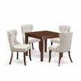 thumbnail image 2 of East West Furniture East-West Furniture OXSI5-MAH-35 - A kitchen table set of 4 wonderful indoor dining chairs using Linen Fabric Doeskin color and a gorgeous Square kitchen table with Mahogany..., 2 of 5