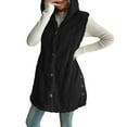 thumbnail image 4 of Womens Sherpa Vest with Hood 2025 Winter Button up Long Vest Jackets Warm Lightweight Outerwear Black M, 4 of 5