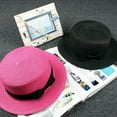 thumbnail image 3 of ENJOYW Summer Boater Ribbon Bowknot Solid Color Round Flat Straw Sun Cap Women HatStraw, Ribbon, 3 of 7