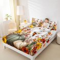 thumbnail image 3 of Manfei Harvest Season Hummingbird Bed Sheets,Farmhouse Pumpkin Full Size Sheets,4-Piece,1 Flat Sheet,1 Fitted Sheet and 2 Pillowcases, 3 of 6