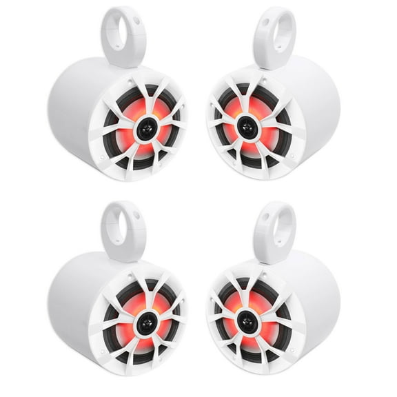4) Rockville RKL65MBW 6.5" 700w Marine Wakeboard LED Speakers (2) Color Grilles