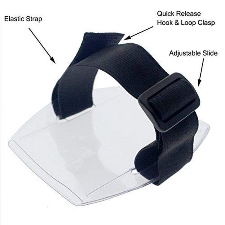 Clear Vinyl Armband Badge Holder w/ Navy Blue Band - Pack of 100