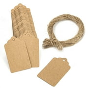 Cogfs 100 Pcs Brown Kraft Paper Gift Tags Wedding Scallop Label Blank Luggage & Strings