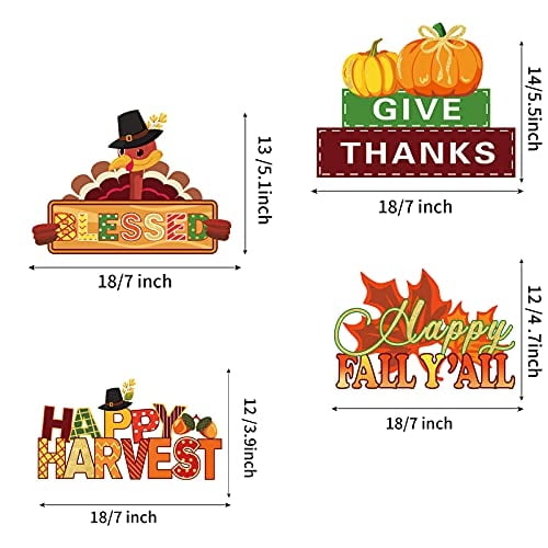 4 Piezas de Decoraciones de Fiesta de Acción de Gracias de Madera Feliz Otoño Y'all Sumini Tevxj Tevxj