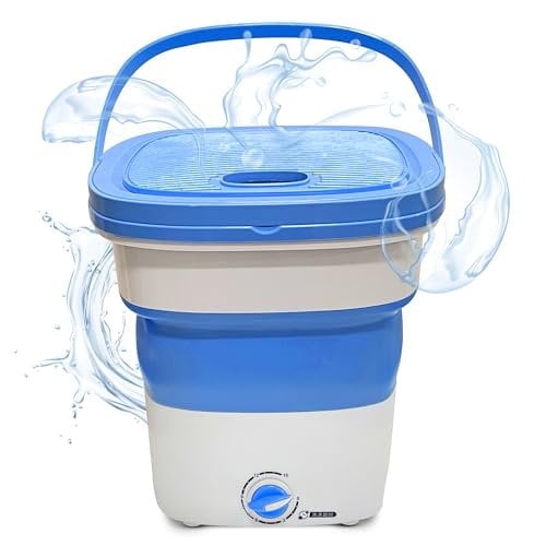 PURE CLEAN Portable Mini Washing Machine Lightweight Collapsible Bucket - Perfect for Camping, Travelling, Apartment, Dorm USA Brand