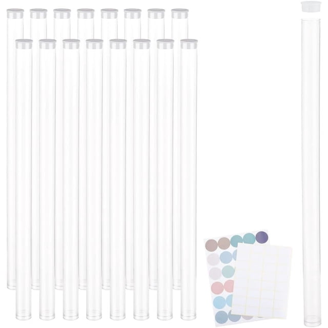 20 Pack Clear Plastic Tube 12.9 Inch Long Round Tubes Empty Tube Container with Lid Transparent Storage Tubes Rigid Tube for Incense Sticks Seed Beads Bath Salt Candy Party Favors
