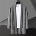 thumbnail image 2 of JTieacloth Sweater Jackets Men's Autumn And Winter Long Solid Color Slim Knit Cardigan Coat(Gray), 2 of 5