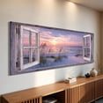 thumbnail image 2 of Ocean Beach Window Canvas Wall Art - Summer Coastal Seascape Picture Landscape Canvas Prints, Horizontal Tropical Sea Paintings Artwork for Home Decor, 2 of 7