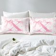 thumbnail image 4 of Pink Bow Bed Sheet Queen Set,Initial Letter X Chic Romantic Sheets Sets Bedroom Decor,Princess Style Bowknot Love Hearts Girly Fairy Bedding Set with Flat,Fitted Sheet,2 Pillow Cases, 4 of 6