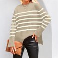 thumbnail image 5 of Women's Casual Striped Loose Round Neck Pullover Sweater for Fall Winter Striped Patterns,Beige,L, 5 of 6
