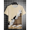 thumbnail image 2 of Camiseta con estampado gráfico de gato de dibujos animados lindo estilo kawaii para hombre, camisetas casuales para verano, ropa para hombre, tejido de poliéster ligeramente elástico, 2 of 5