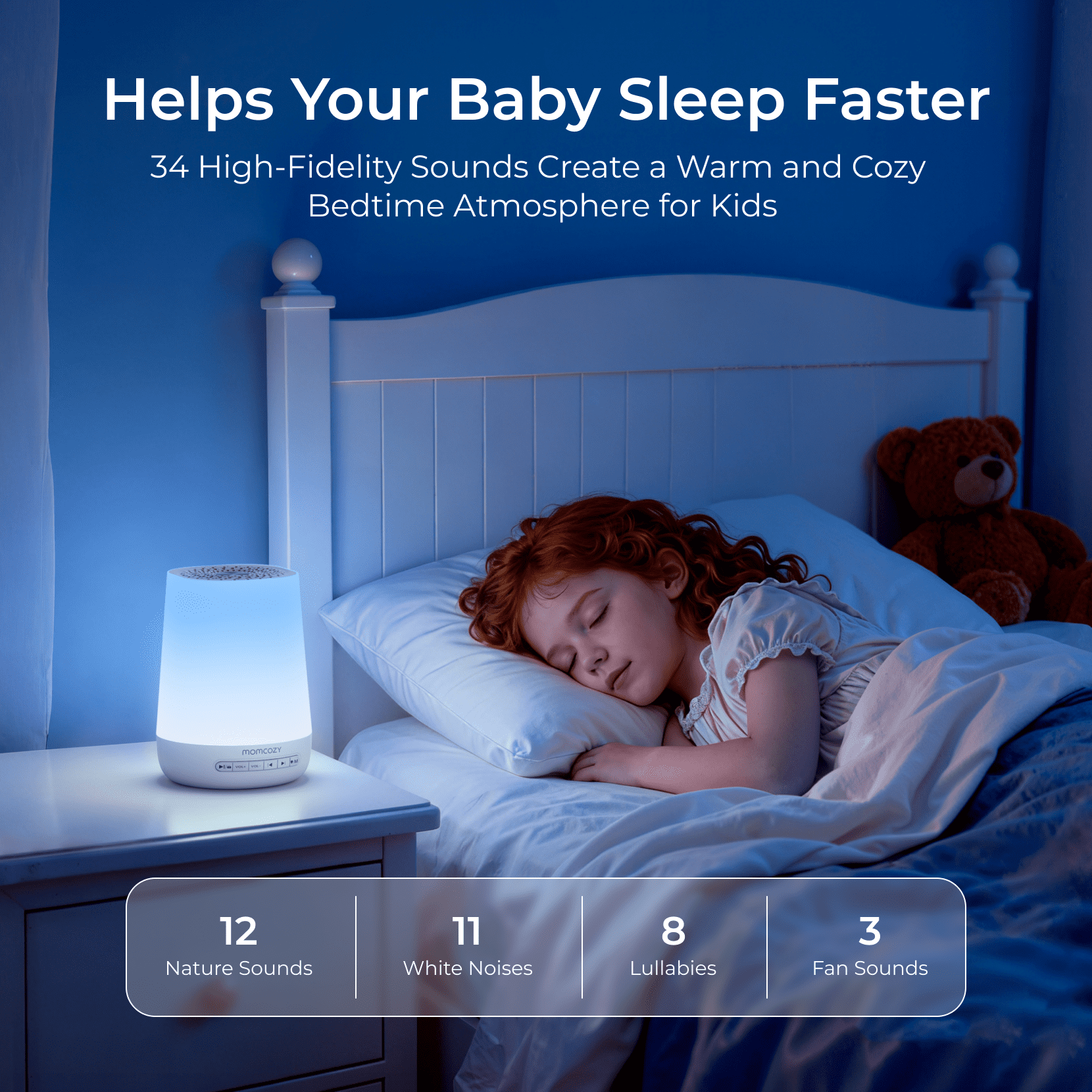Momcozy Baby Sound Machine with Night Light and 34 Soothing Sounds