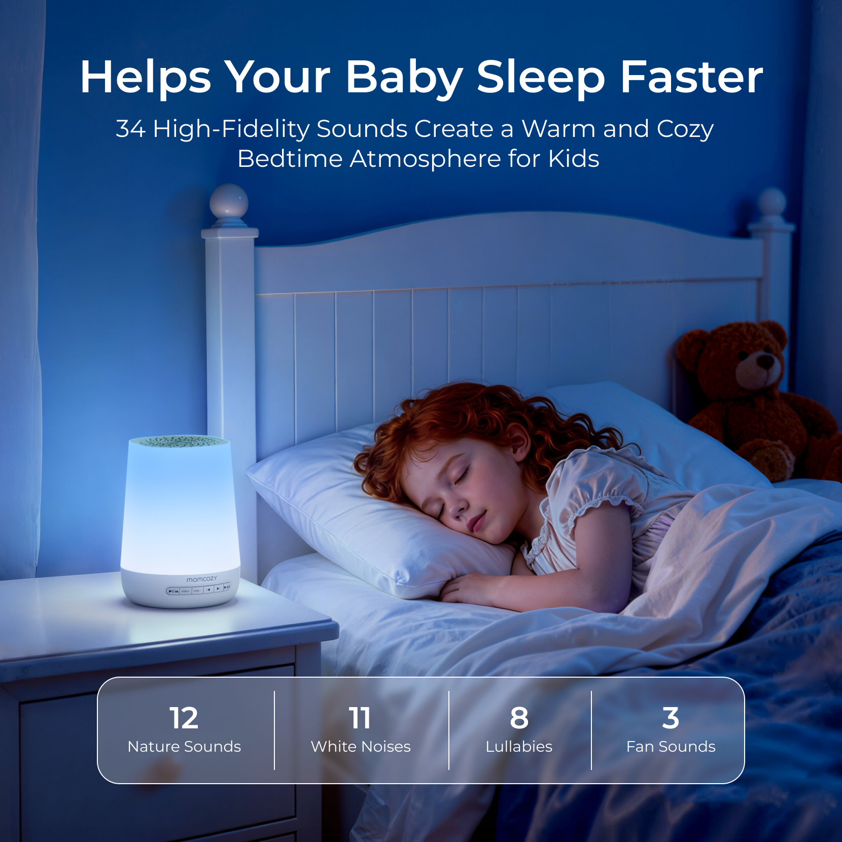 Momcozy Baby Sound Machine 34 Sounds Night Light photo 2