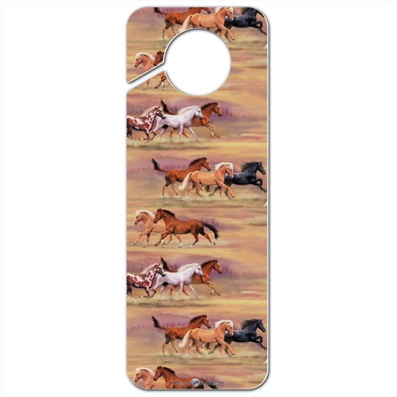 Horses Wild Running Pattern Plastic Door Knob Hanger Sign