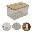 thumbnail image 3 of Unique Bargains 1 Pc Waterproof Suqare Tissue Box for Living Room Table Desk PET Bamboo Clear Black Medium, 3 of 3