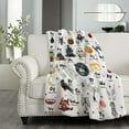thumbnail image 2 of Halloween Alphabet Blanket Cozy Soft Lightweight Flannel Throw Blanket for Bed Sofa Travel All Season Medium 60"x50" Teen, 2 of 6