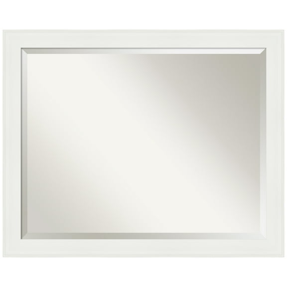 Vanity White Narrow Beveled Wood Bathroom Wall Mirror